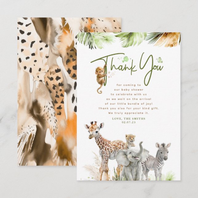 Safari Little Animals Jungle Thank You (Front/Back)