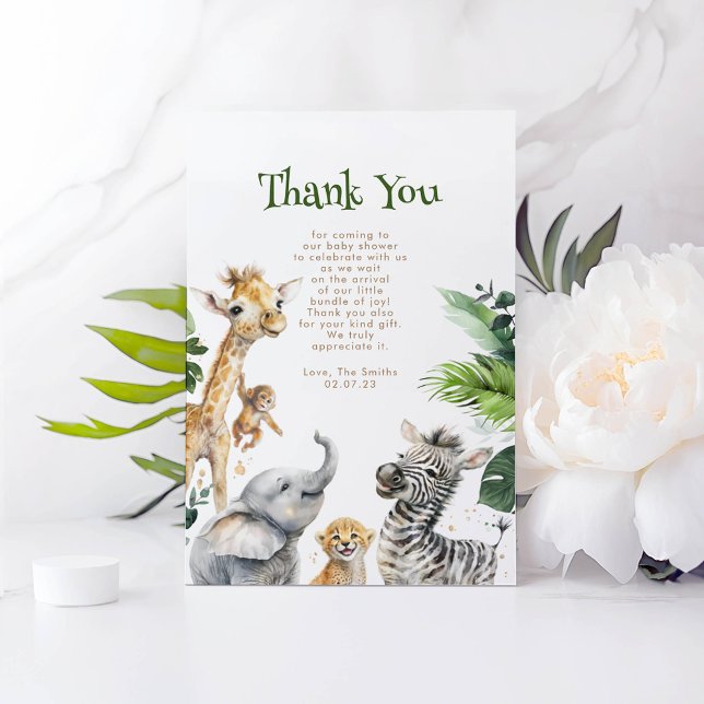 Safari Little Animals Jungle Thank You (Safari Animals Mini Thank You Card)