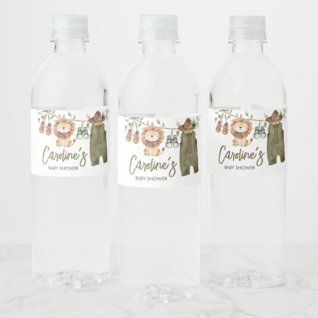 Safari Little Wild One Baby Clothes Baby Shower Water Bottle Label (Bottles)