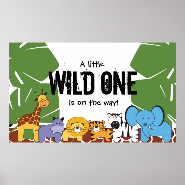 Safari Little Wild One on the way | baby shower Poster (Front)