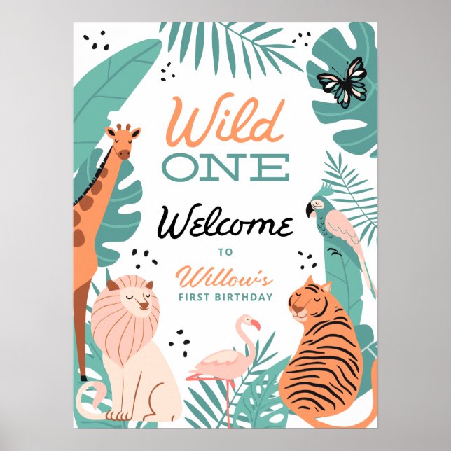 Safari moderne Animaux Wild One Welcome Poster (Devant)