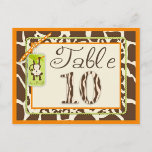 Safari Monkey Animal Print Baby Shower Table Card