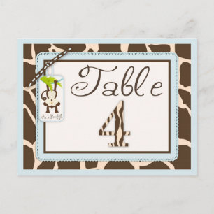 Safari Monkey Animal Print Baby Shower Table Card