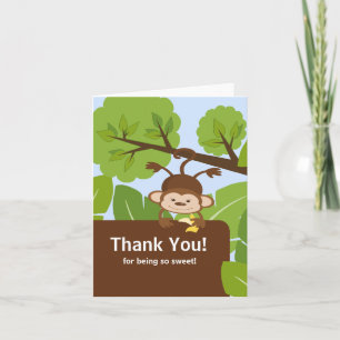 Safari Monkey Baby Shower Thank You Note Card
