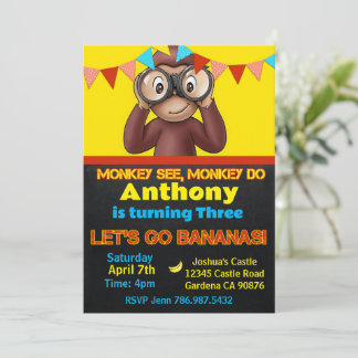 Safari Monkey invitation d'anniversaire