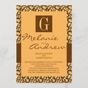 Safari Monogram Wedding Invitation Leopard Pattern
