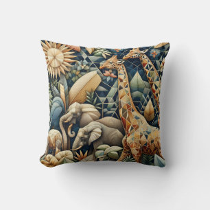 Safari Mosaic Art Throw Pillow