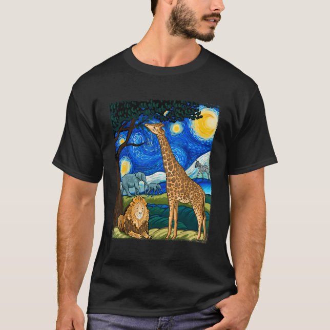 Safari Night Starry Night Zoo Animals Animal Art S T-Shirt (Front)