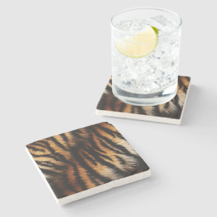 Safari Orange Black Tiger Stone Coaster