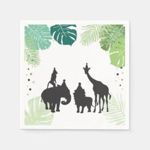 Safari Paper Napkins Zoo Wild Jungle Animals Black
