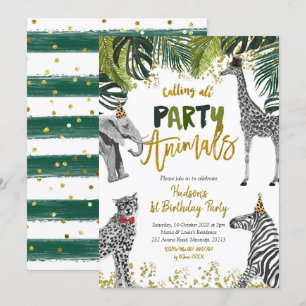 Safari Party Animal Kid's Birthday Invitation