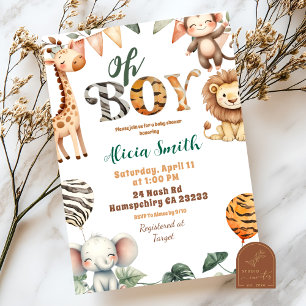 Safari Party Animals baby shower invitation