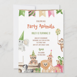 Safari Party Animals Birthday Invitation