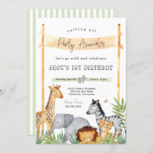 Safari Party Animaux Anniversaire Fête Invitation