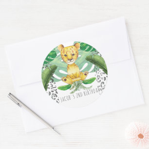 Safari Party Lion Illustration Personalized Classic Round Sticker