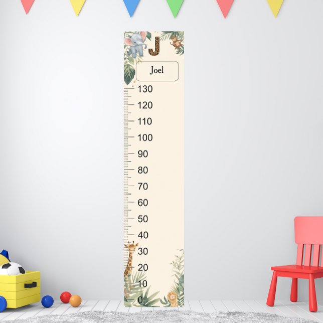 Safari Personalized Name Monogram J Growth Chart (Creator Uploaded)