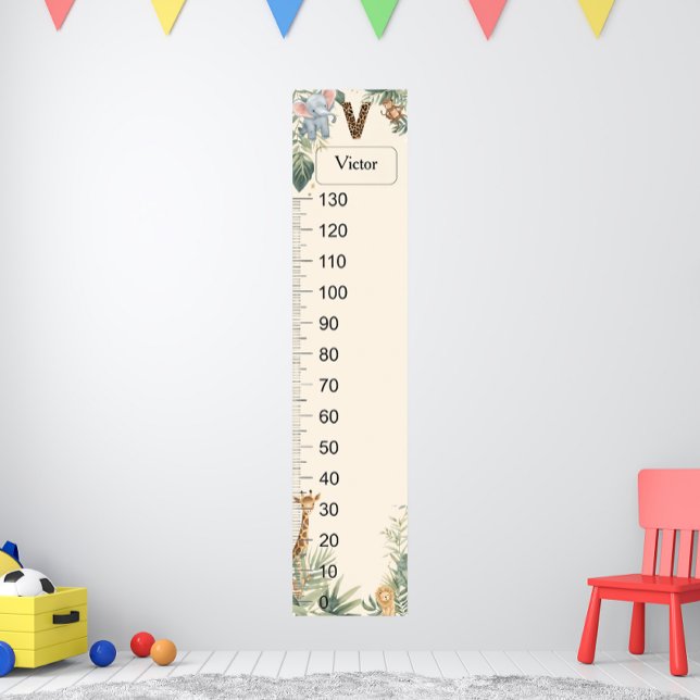 Safari Personalized Name Monogram V Growth Chart (Creator Uploaded)
