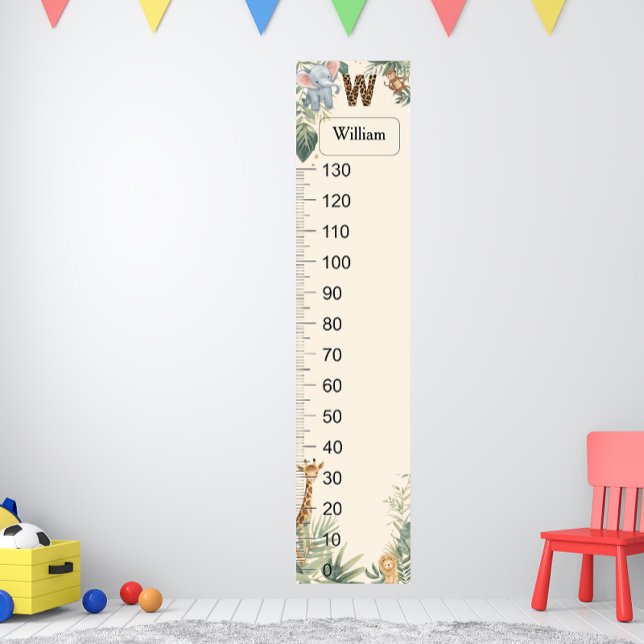 Safari Personalized Name Monogram W Growth Chart (Creator Uploaded)