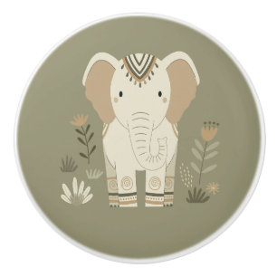 Safari Portrait Elephant ID1264 Ceramic Knob