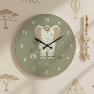 Safari Portrait Elephant ID1264 Large Clock