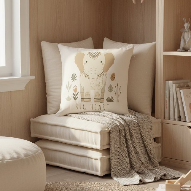 Safari Portrait Elephant Ivory ID1264 Throw Pillow (Creator Uploaded)