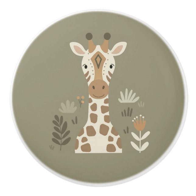 Safari Portrait Giraffe ID1264 Ceramic Knob (Front)
