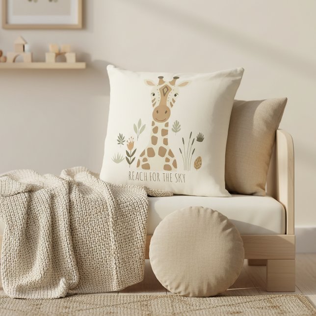 Safari Portrait Giraffe Ivory ID1264 Throw Pillow (Creator Uploaded)