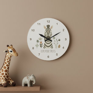 Safari Portrait Zebra Ivory ID1264 Large Clock