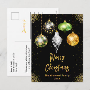 Safari Print Ornaments Merry Christmas Holiday Postcard
