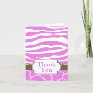 Safari Print Thank You Card - Pink