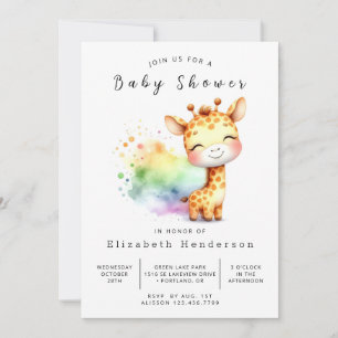 Safari Printable Giraffe Baby Shower Invitation