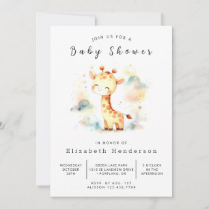 Safari Printable Giraffe Baby Shower  Invitation