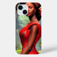 Safari Queen: Majestic African Woman Red Feathers