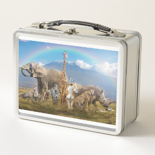 Safari Rainbow Wildlife Metal Lunchbox