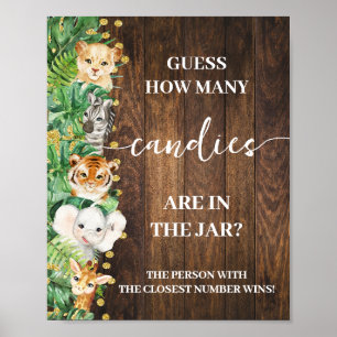 Safari Rustic How many Candies Shower Game Sign