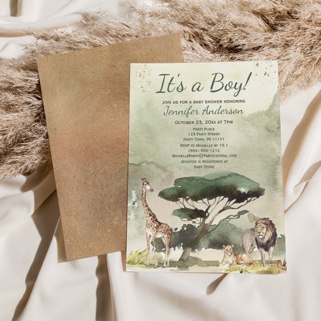 Safari Sahara Savanna Animals Baby Shower Invitation (Creator Uploaded)