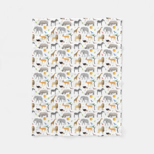Safari Savanna Multiple Animals Fleece Blanket