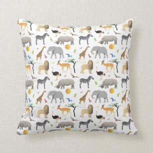 Safari Savanna Multiple Animals Throw Pillow