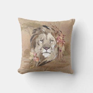 Safari Savanna Sahara Lion Throw Pillow