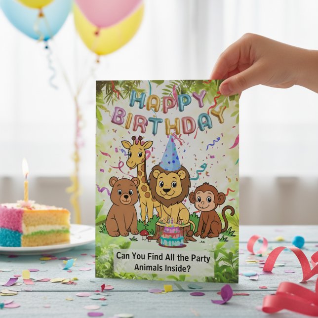 Safari See-n-Find Birthday Fun for Kids Card (Creator Uploaded)