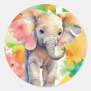 Safari Serenity Elephant Classic Round Sticker
