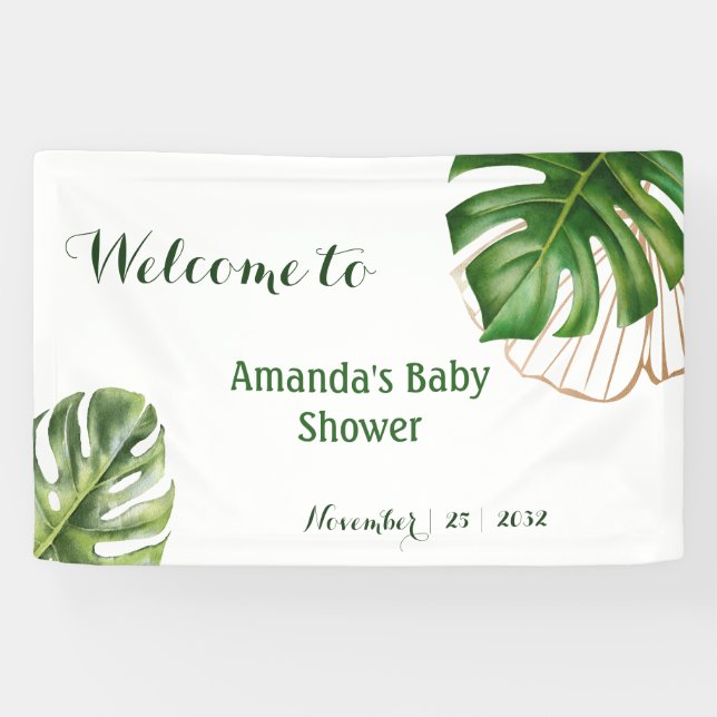 Safari Simple Tropical Wild One Baby Shower Banner (Horizontal)