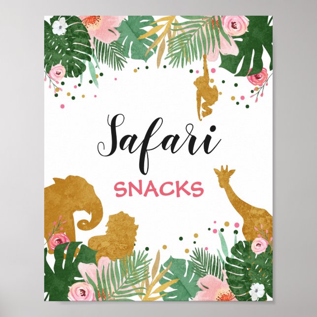 Safari snacks Sign Zoo Jungle Food table decor (Front)