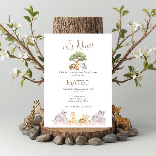 Safari Spanish Baby Shower Boy invitation