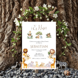 Safari Spanish Baby Shower Boy invitation