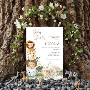 Safari Spanish Baby Shower Boy invitation