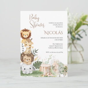 Safari Spanish Baby Shower Boy invitation
