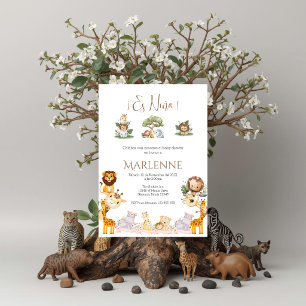 Safari Spanish Baby Shower Girl invitation