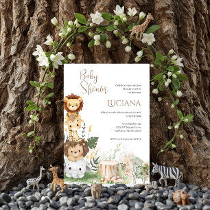 Safari Spanish Baby Shower Girl invitation