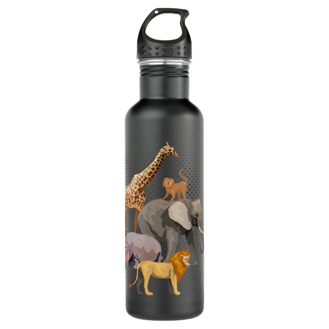 Safari Squad African Safari Animals Funny Zoo Anim 710 Ml Water Bottle (Front)